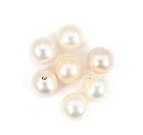 Freshwater cultured pearl, half-white pearl, round, 10-11mm x 1pc