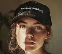 Vintage Embroidered “Mentally Elsewhere” Corduroy Cap in Black, Olive,  Brown, Burgundy, or Navy Blue