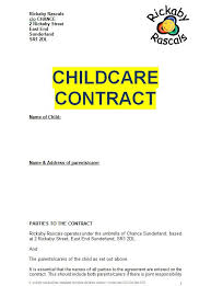 Home child care provider pilot and home support worker pilot. Child Care Contract Word Doc Sample Contracts