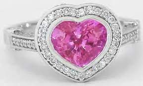 One Of A Kind Custom Bezel Set Heart Shape Pink Sapphire And Diamond Ring In 18k White Gold Gr 5802 Hot Pink Diamond Ring Pink Sapphire Diamond Ring Pink Sapphire