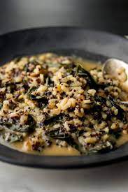 Mixed Grains Risotto With Kale Walnuts And Black Quinoa Recipe Recipe Risotto Recipes Vegetarian Recipes