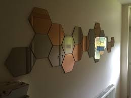 Ikea Hexagonal Mirrors In Custom Arrangement Mirror Wall Mirror Decor Big Wall Mirrors