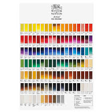Winsor Newton Artists Oil Paint Hand Painted Colour Chart