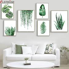 Tropical Green Plant Leaves Canvas Painting Nordic Poster Wall Art Print Decorative Pictures For Living Room Modern Home Decor Leaf Wall Art Living Room Paint Home Art