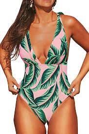 Cupshe Women S Pink Palm Print One Piece Swimsuit Seaselfie By Cupshe Walmart Com In 2021 One Piece Swimsuit Cupshe Swimsuits Swimsuits