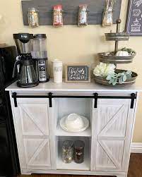 Shop wayfair for the best coffee bar buffet. Barn Door Style Buffet Cabinets Coffee Bar Home Coffee Bars In Kitchen Coffee Bar Design