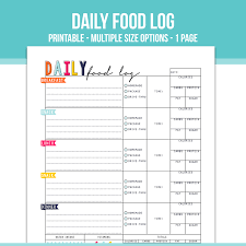 Daily Food Log Fit Life Creative Food Journal Printable Food Log Food Log Printable