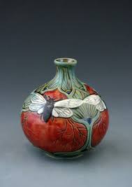 Stephanie Young Vase Art Nouveau Cicada Art Vase