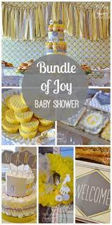 Baby Shower Yellow And Grey Bundle Of Joy Baby Shower Catch My Party Baby Shower Yellow Baby Shower Party Planning Baby Shower Fun