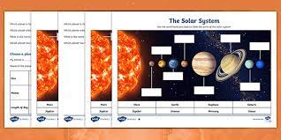 Planets Of The Solar System Differentiated Worksheets