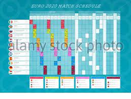 Consulta el calendario de la eurocopa día a día. Euro 2020 Football Championship Match Schedule With Flags Euro 2020 Timetable For Web And Print High Quality Vector Illustration Stock Vector Image Art Alamy