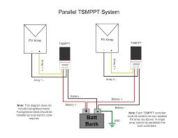A diagram of a basic set up using parts from missouri wind and solar. Parallel Charging Using Multiple Controllers With Separate Pv Arrays Morningstar Corporation