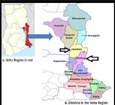 Map Of Ghana Showing A Volta Region In Red And B Districts In The Download Scientific Diagram