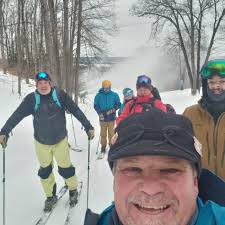 Sunday morning Boyne Mt. Skin Crew. Great gang. 2 mile walk in the woods.