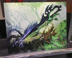 Sword of fire and ice. Sword Of Feast And Famine Metal Foil Print By Me Thomas M Baxa Mtg Artist Magictcg