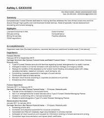 Funeral Director Resume Example Funerary Resumes Livecareer