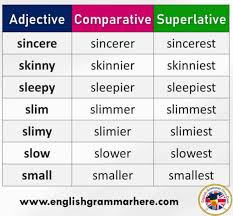 Adjectives Comparatives And Superlatives Definition And Examples English Grammar Here In 2020 Superlative Adjectives Adjectives English Grammar