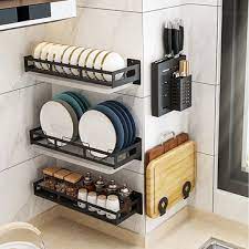 See more ideas about wall plate holder, plate racks, plates on wall. Kitchen Shelf Bowl Shelf Spice Rack Dish Storage Rack Wall Shelf Holder Stainless Steel Sale Banggood Com
