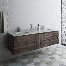 Vanity measures 70 inches wide x 23 inches deep x 36 inch high. Fresca Formosa Double 70 Inch Modern Modular Wall Mount Bathroom Vanity Model 2 Cabinet Only Acacia