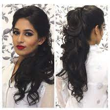 Wedding Reception Hairstyles For Curly Hair Medium Hair Styles Indian Party Hairstyles Curly Hair Styles
