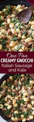 One Pan Creamy Gnocchi With Italian Sausage And Kale This Is Amazing So Easy So Quick And So Satisfying Gnocchi Sausag Recipes Gnocchi Recipes Easy Food