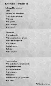 Knoxville Tennessee Poem By Nikki Giovanni Poem Hunter Knoxville Tennessee Poems Knoxville