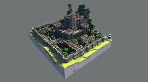 Medieval castle with town · 3. Minecraft Castles A 3d Model Collection By Mastaazia Mastaazia Sketchfab