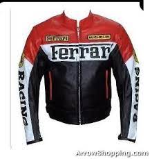 Arrow Ferrari Brand Motorcycle Leather Jacket Red White Black Color Leather Jacket Men Jackets Men Fashion Leather Jacket Men Style