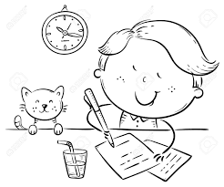 Maybe you would like to learn more about one of these? Boy Writing A Letter Or Making Homework At The Desk Outline Royalty Free Cliparts Vectors And Stock Illustration Image 134780284