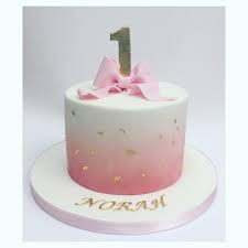 Simple Pink Birthday Cake Designs For Adults Simple And Beautiful Pink Fading Into White Coloured Icing With Bow Cake Topper Cute Birthday Cakes Pink Birthday Cakes Baby Birthday Cakes