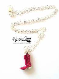 Hand Painted Red Cowboy Boot Necklace Western Boot Necklace Etsy Red Cowboy Boots Necklace Etsy Necklace