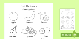 Megan seeks for her colors to bring a sense of wonder to everyday life. Fruit Dictionary Coloring Page Teacher Made