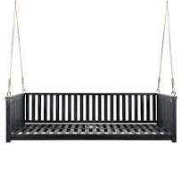 grossag 2-Person Gray Acacia Wood Porch Swing with Ropes and ...