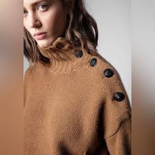 648 Zadig & Voltaire Alma Mock Neck 100% Cashmere Sweater Size XS