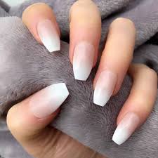 Celebrities like cardi b and rihanna flaunt coffin nail designs look great on long nails because of the ample nail bed space. Ombre French Coffin Nails False Plastics Impress Press On Fake Nails Short Artificial Ballerina Nail Pops Faux Ongle Autocollant False Nails Aliexpress