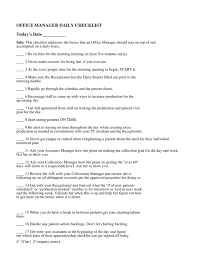 A task report can be made for several reasons. Office Manager Daily Checklist Template In Word And Pdf Formats
