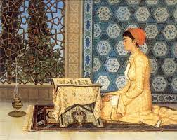 haremde okuyan turk kizi yagli boya tablosu osmanlilar harem nedir ottomano sultani resimleri padisahi sultanlari saray tablolar sanat tarihi tuval resimleri