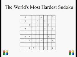1'11 set out the puzzle here, give the solution, and then brietly discuss one of its more interesting aspects. Sudoku Hardest