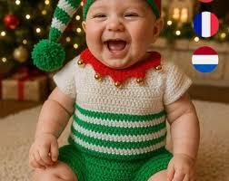 Christmas Elf Baby Set Crochet Pattern, Baby Crochet Set, Baby Romper, Baby  Christmas, Xmas Crochet, Pdf Pattern, English/dutch/français