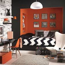 Colors That Make Orange And Compliment Its Tones Grey gold bedroom decoration decor headboard sunburst.