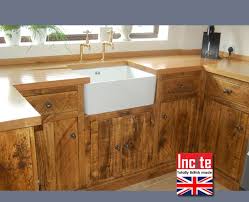 Rustic Pine Kitchen Cabinets The Rustic Plank Kitchen Unit Housing The Belfast Sink Unit And Kitchen Fittings Pine Kitchen Cabinets Tiny House Kitchen
