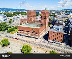 Two beautiful young women taking a selfie in oslo. City Hall Radhus Oslo Image Photo Free Trial Bigstock