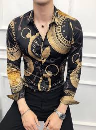 Check spelling or type a new query. Homme Chemise Geometrique Manches Longues Soiree Mince Hauts Luxe Retro Vintage Col Classique Noir Doree Automne Travail De 2021 Us 30 79 Fashion Suits For Men American Fashion Men Stylish Shirts