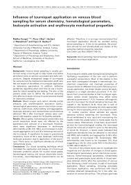 The dictionary defines a tourniquet as a surgical device for arresting / stopping haemorrhage by compression of a blood vessel. Pdf Influence Of Tourniquet Application On Venous Blood Sampling For Serum Chemistry Hematological Parameters Leukocyte Activation And Erythrocyte Mechanical Properties