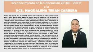 Reconocimiento trayectoria Dce. Magdalena Terán, clausura 2021A.