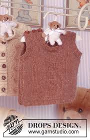 Adorable crocheted vest with flutter cap sleeves, crocheted easily in bernat giggles. Out In The Park Vest Drops Baby 11 24 Free Knitting Patterns By Drops Design