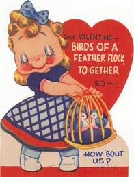 Animated Birds Of The Same Feather Flock Together Two Crazy Crafters Vintage Valentine Girl Vintage Valentines Retro Valentines Childrens Valentines