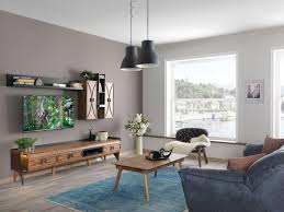 Oval Kenar Hatlari Siradan Unitelerden Farkli Durmakta Gri Ve Ahsap Renginin Uyum Icinde Kullanildigini Oturma Odasi Dekorasyonu Oturma Odasi Fikirleri Dekor