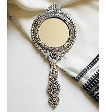 Ornate Mirror Hand Held Mirror White Metal Frame Mirror Gift For Her Womens Fashion Home Decor Once Upon A Tea White Metal Handheld Mirror Hand Mirror