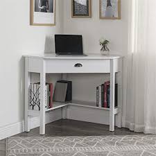 Office Desk Triangle Corner Computer Desk With Drawer Bottom Storage Shelves White Buy Online In Luxembourg At Luxembourg Desertcart Com Productid 195153718 Computer desk table student shelves 4 drawer study work surface home office.